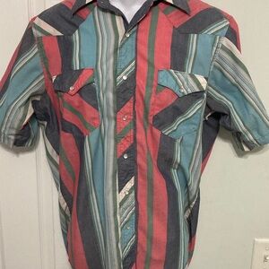 Vintage pearl snap Wrangler Striped Cowboy Cut Shirt -